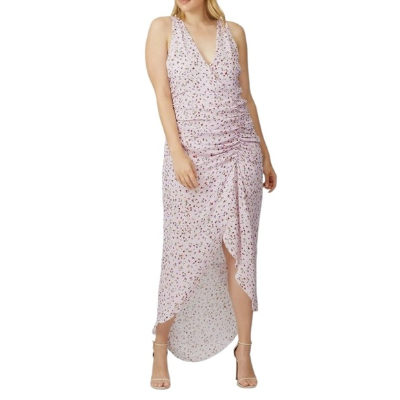 Nicholas Pink Floral Ruched Silk Dress - Picture 1 of 8